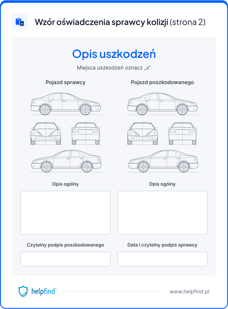 oświadczenie sprawcy szkody szkic uszkodzeń