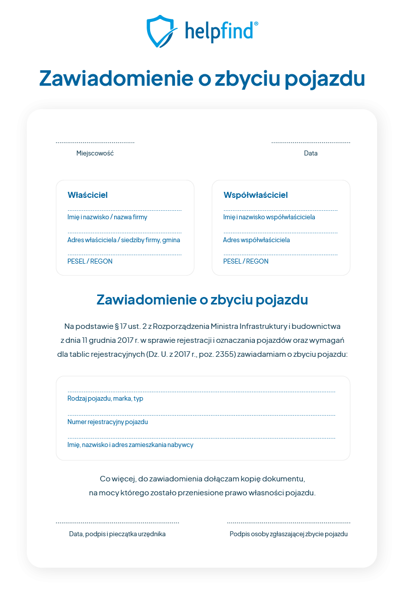 zgłoszenie zbycia pojazdu online